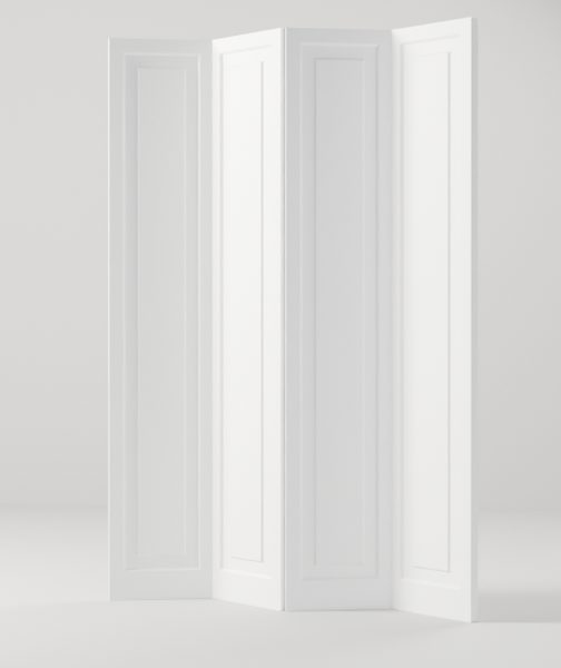 Bifold 1-Panel interior door, model BF003, factory white primed
