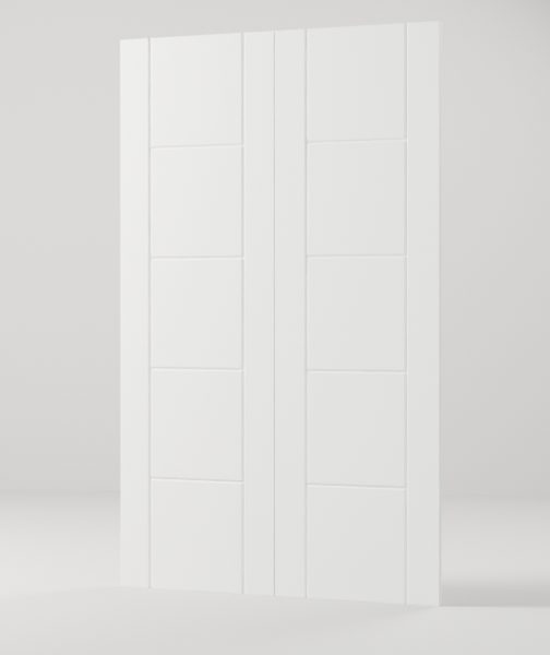 Double Grooved Flush interior door, model DB002, factory white primed