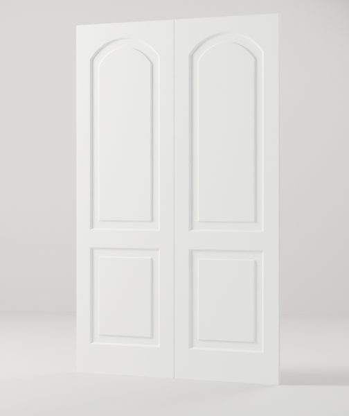 Double Arch Plank interior door, model DB003, factory white primed