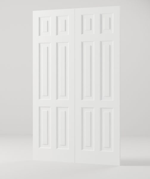 Double 6-Panel interior door, model DB004, factory white primed