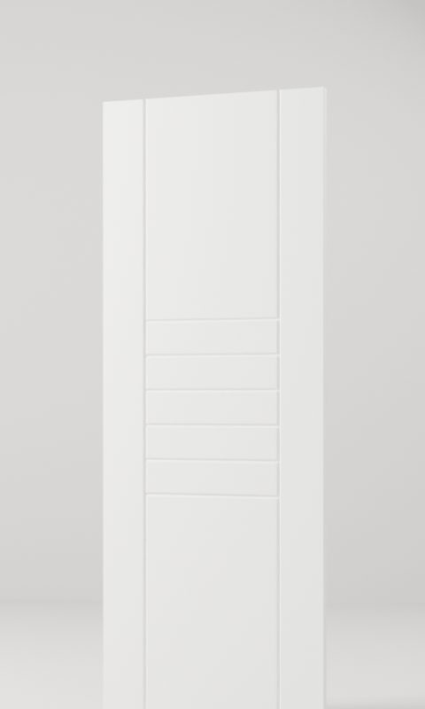 Flush Centre 6-Bar interior door, model GF012, factory white primed