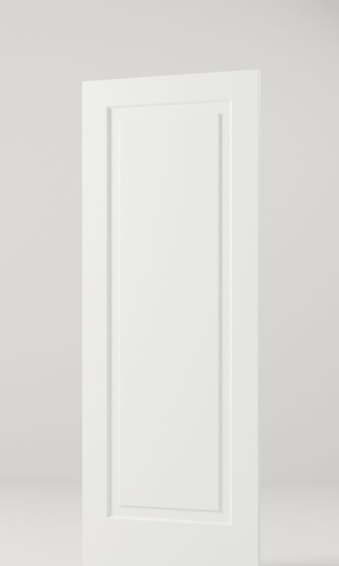 1-Panel Flat Top interior door, model MD001, factory white primed