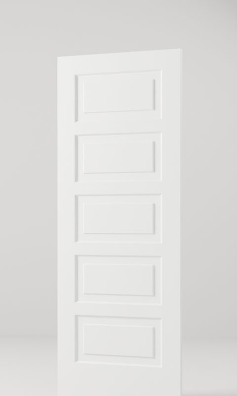 5-Panel Horizontal interior door, model MD008, factory white primed