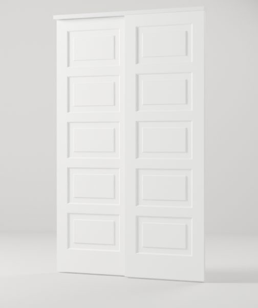 Bypass 5-Panel interior door, model SD003, factory white primed