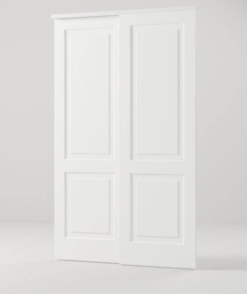 Bypass 2-Panel interior door, model SD004, factory white primed