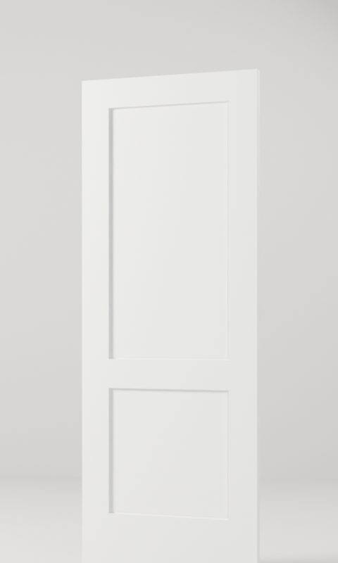 2-Panel Shaker interior door, model SK002, factory white primed