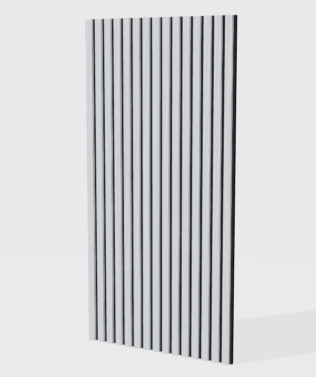 Melamine acoustic slat panel in Light Grey Oak, model ML001