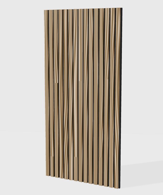 Natural veneer acoustic slat panel in Light Smoke Oak, model NV007