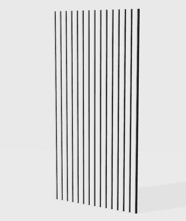 PVC solid colour acoustic slat panel in White, model PC001