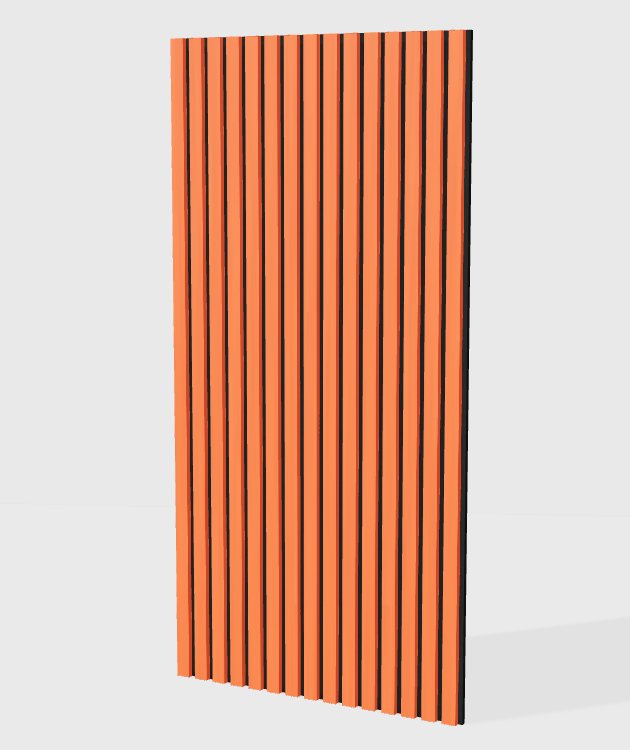 PVC solid colour acoustic slat panel in Orange, model PC005