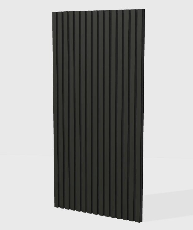 PVC solid colour acoustic slat panel in Black, model PC010
