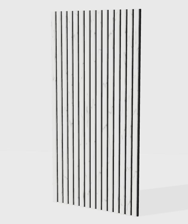 PVC marble acoustic slat panel in Fishbelly Grey, model PS001
