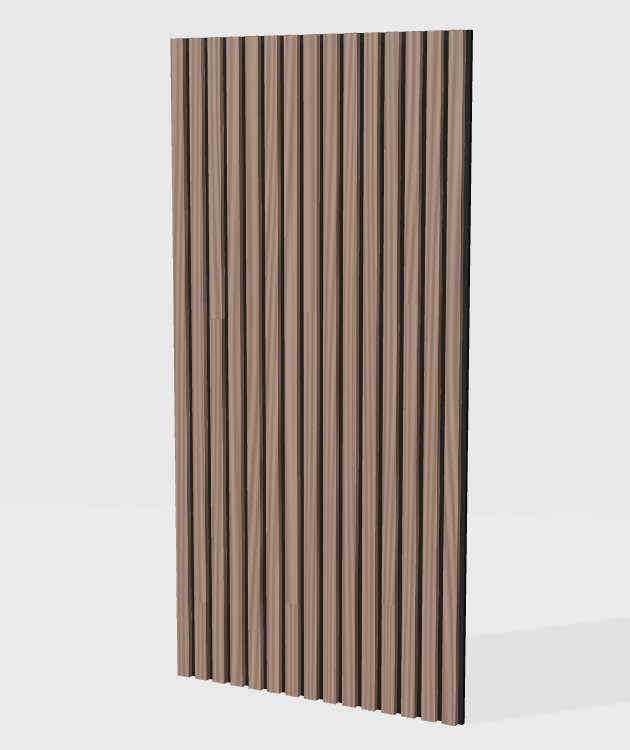 PVC wood grain acoustic slat panel in Brown Walnut, model PW009