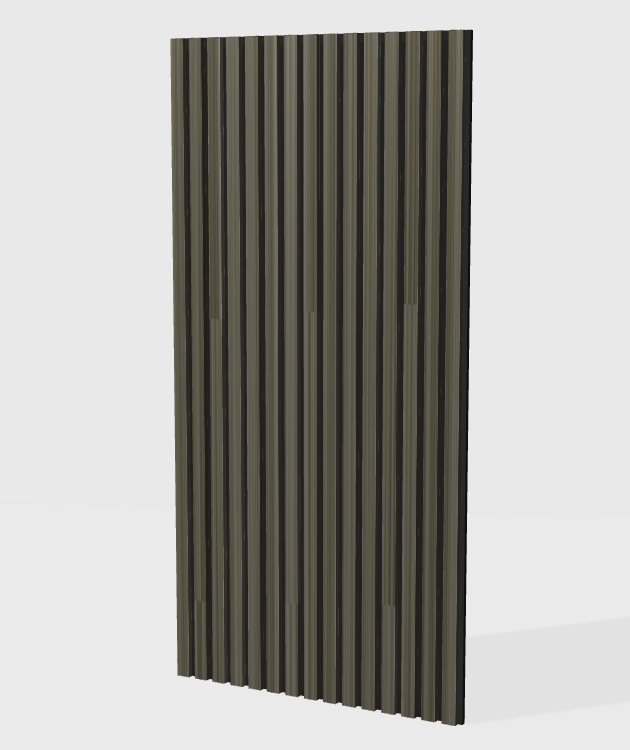 PVC metal acoustic slat panel in Mineral Grey, model PX006