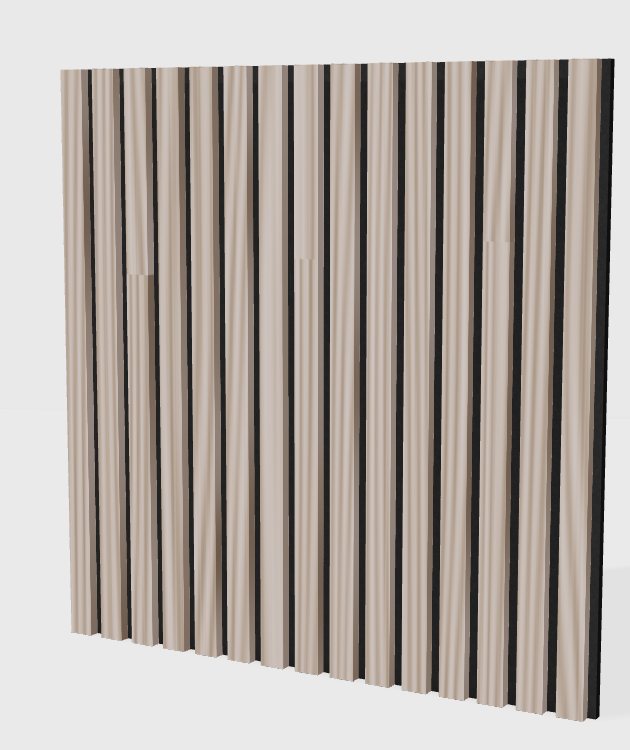 Square panel acoustic slat panel in Light Walnut, model SQ002